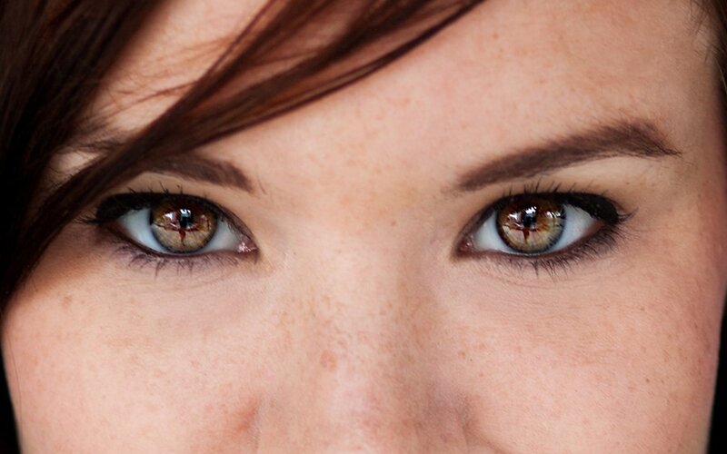 close-up of brown eyes