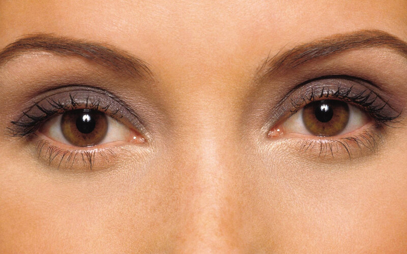 close-up of brown eyes