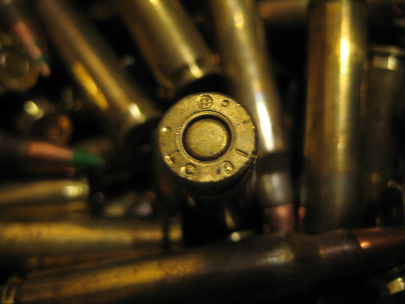 close-up of bullet casings