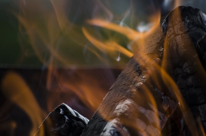 Close-up of burning wood