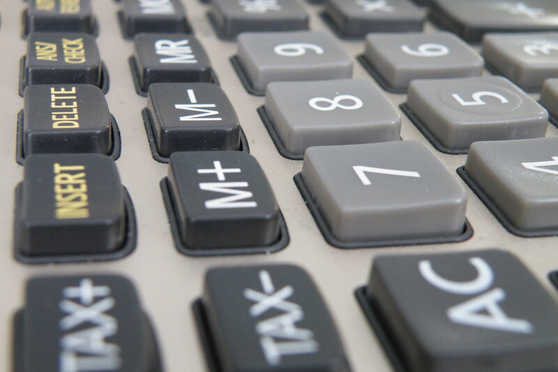 close-up of calculator keypad