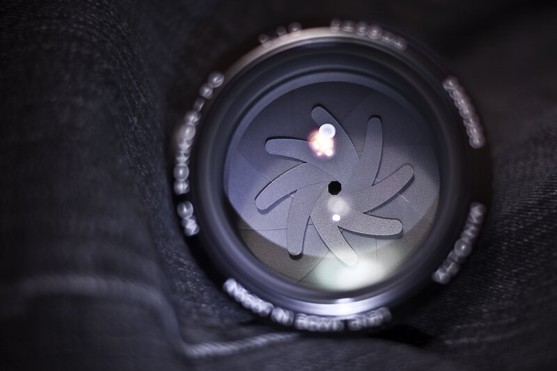 close-up of camera lens aperture