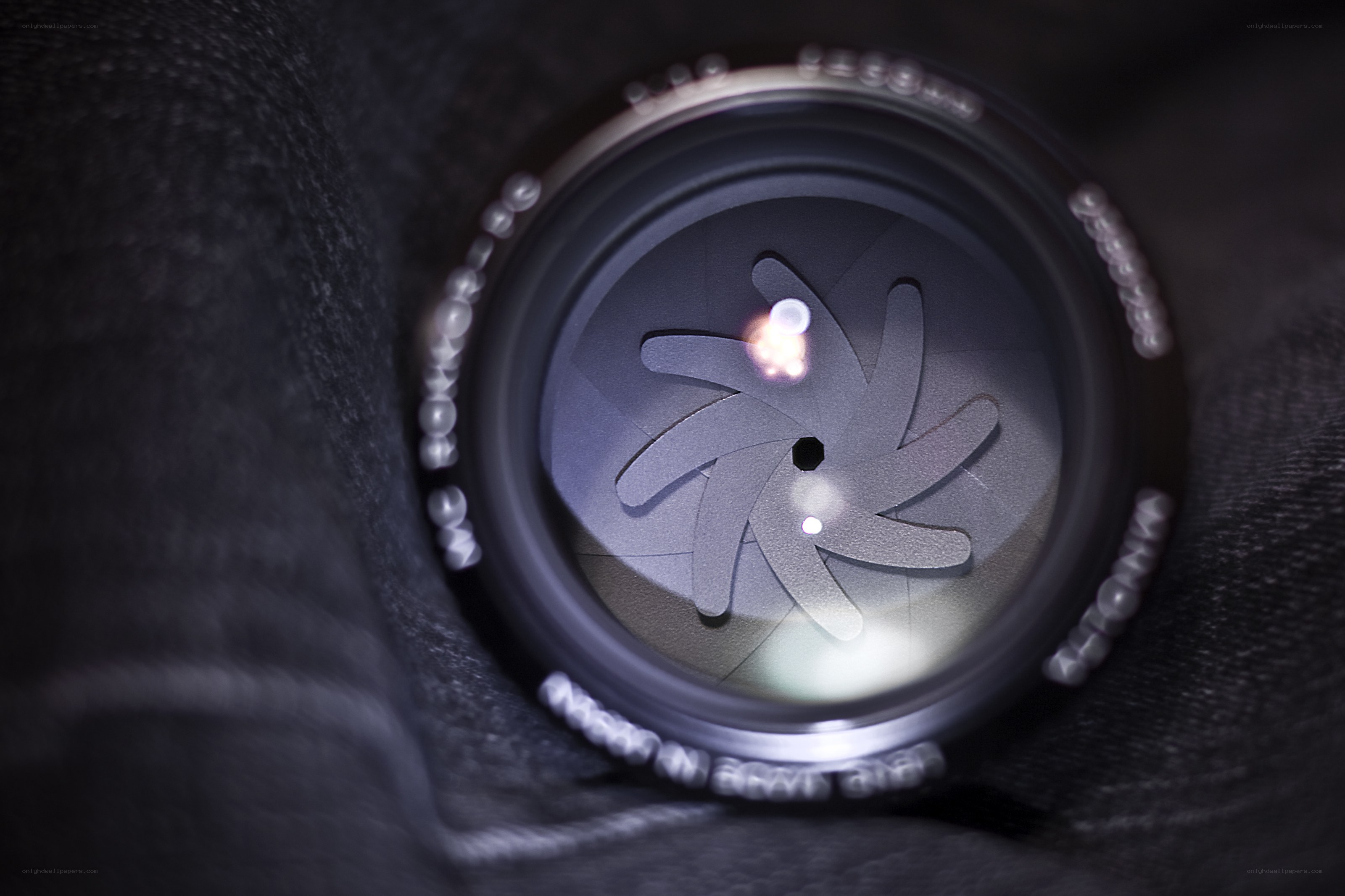 close-up of camera lens aperture