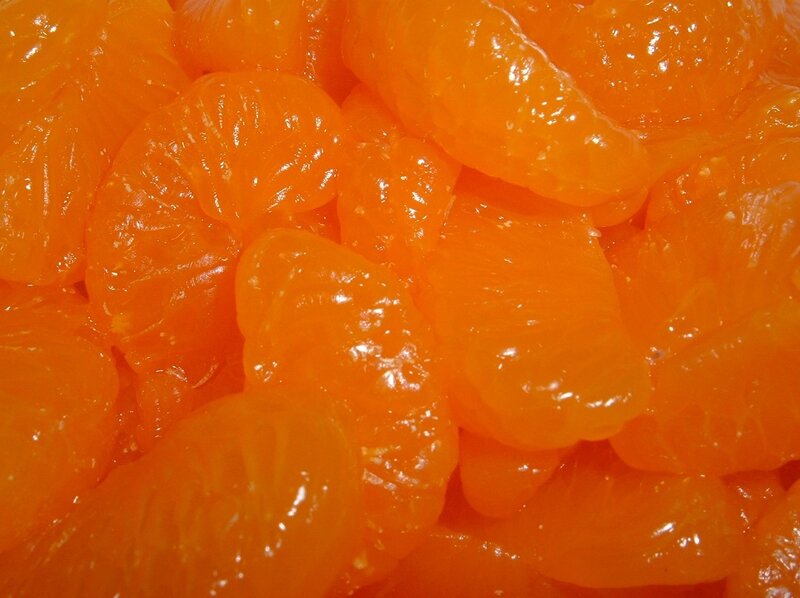 close-up of candied mandarin oranges