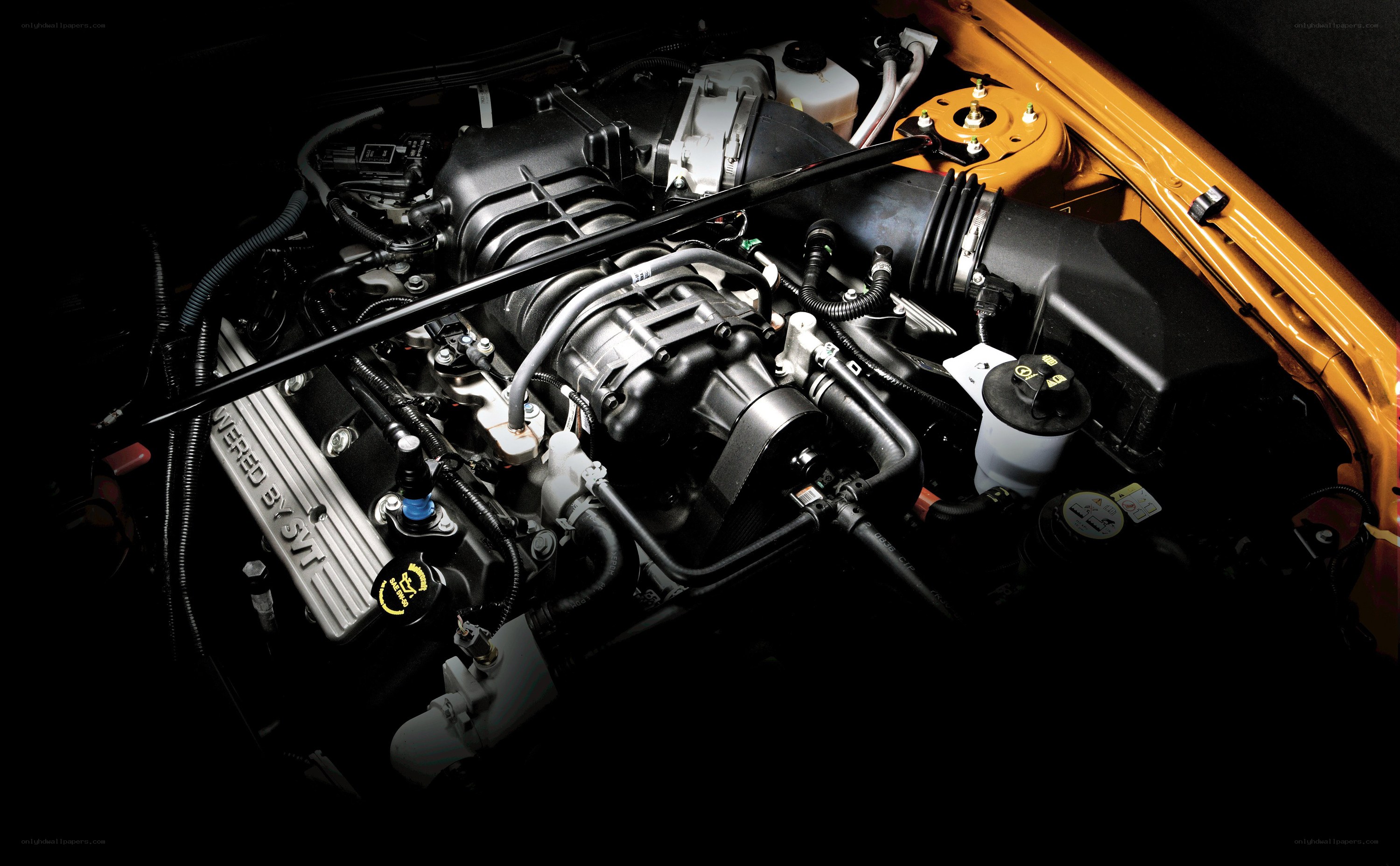 close-up of car engine