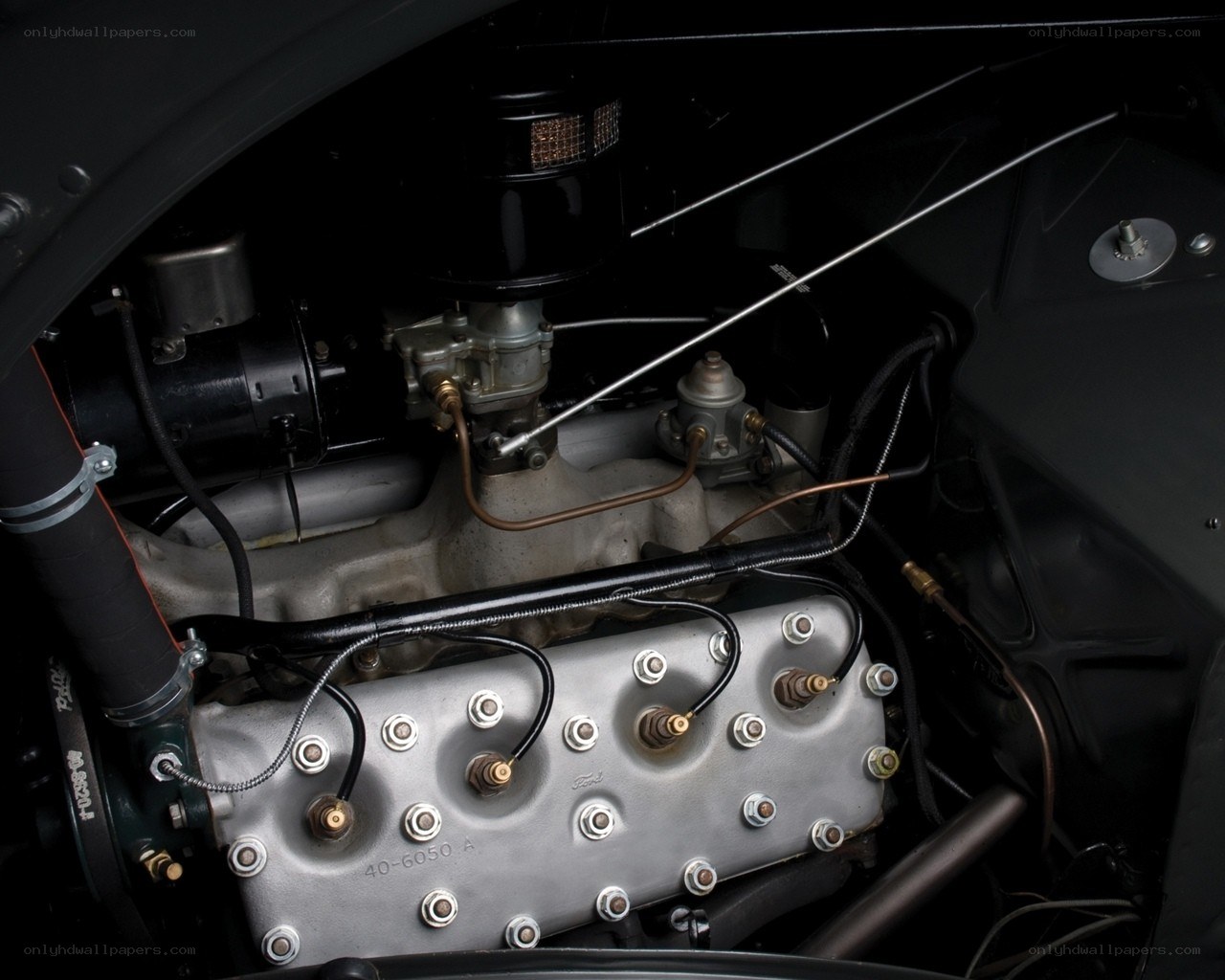 close-up of car engine