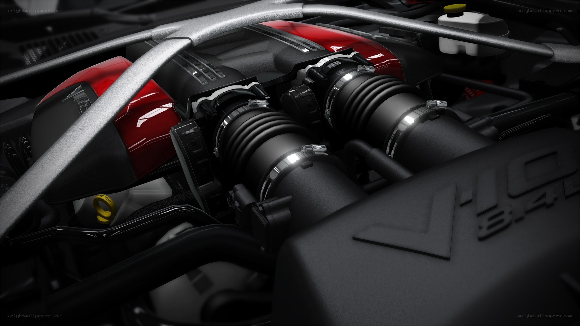 close-up of car engine