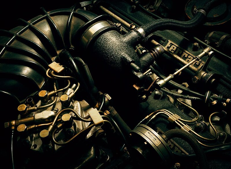Close-up of Car Engine — Black