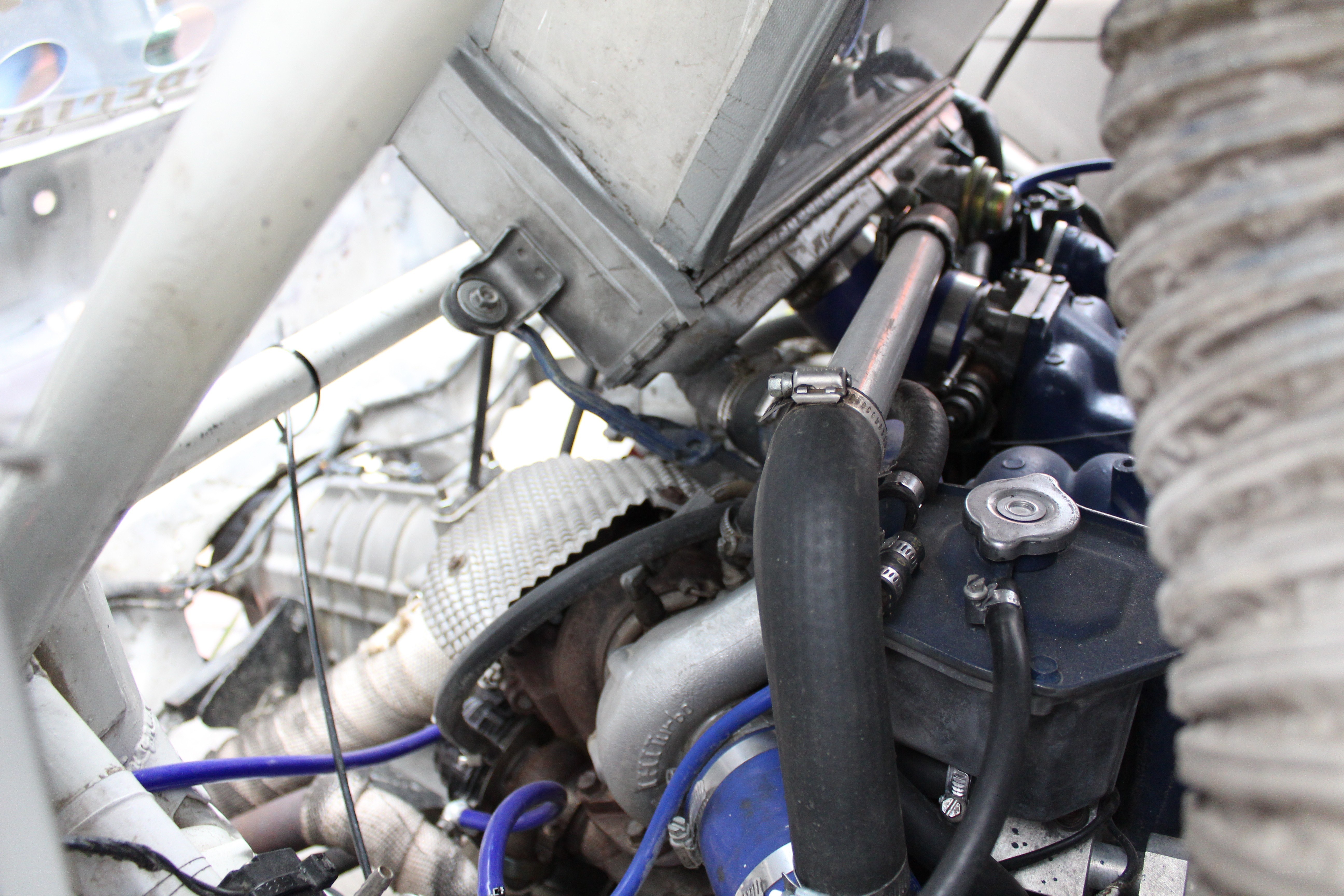 close-up of car engine components