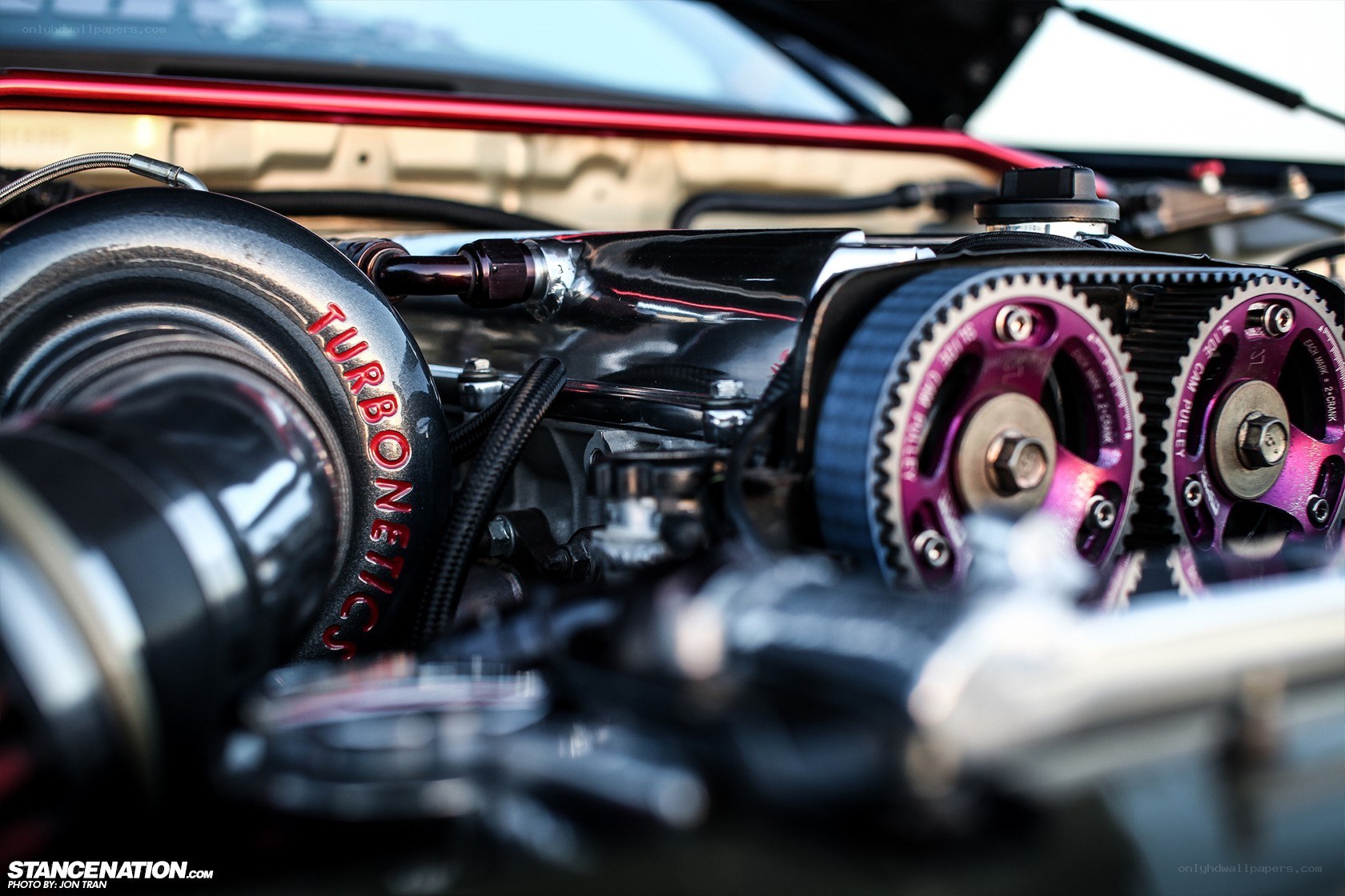 close-up of car engine components