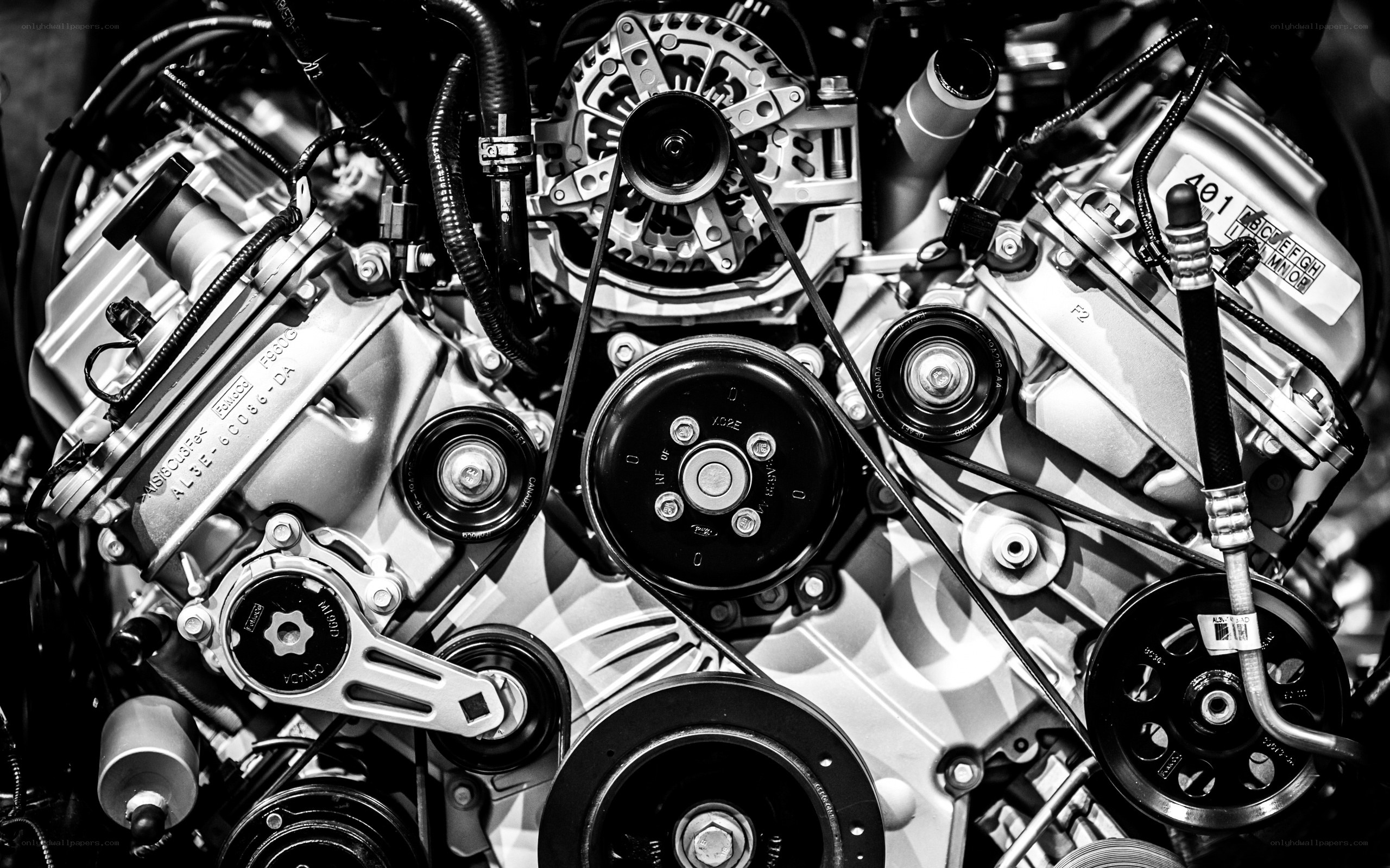 Close-up of car engine components