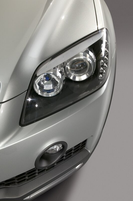 close-up of car headlight
