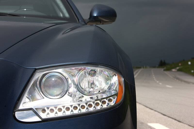 close-up of car headlight