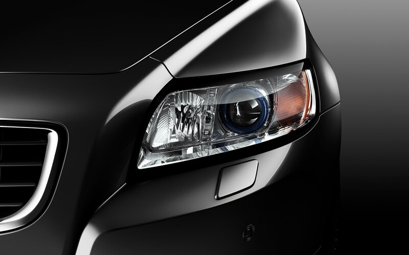 close-up of car headlight