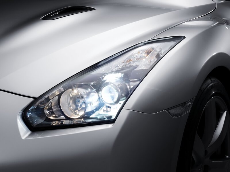 close-up of car headlight