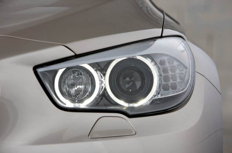 close-up of car headlight