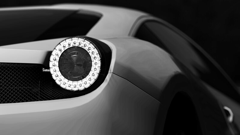 close-up of car headlight