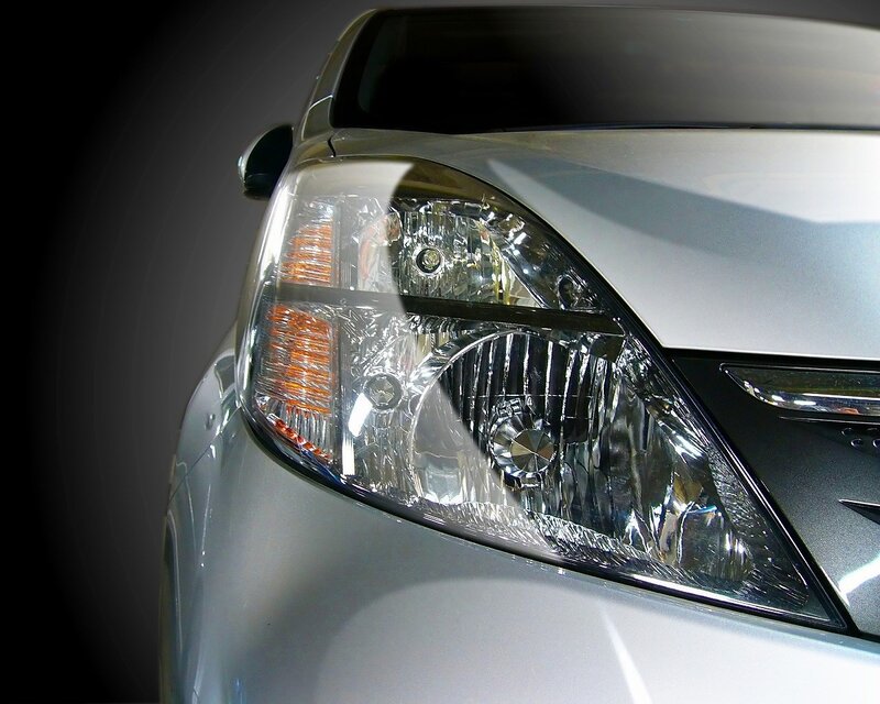 close-up of car headlight