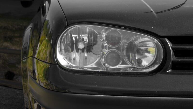 close-up of car headlight