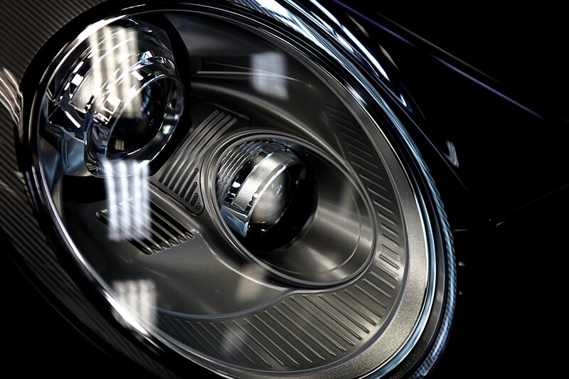 close-up of car headlight