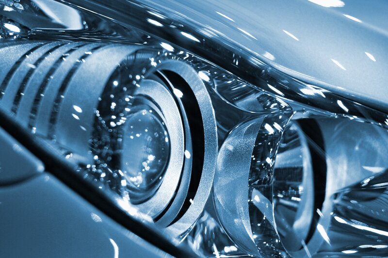 close-up of car headlight