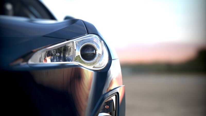 close-up of car headlight