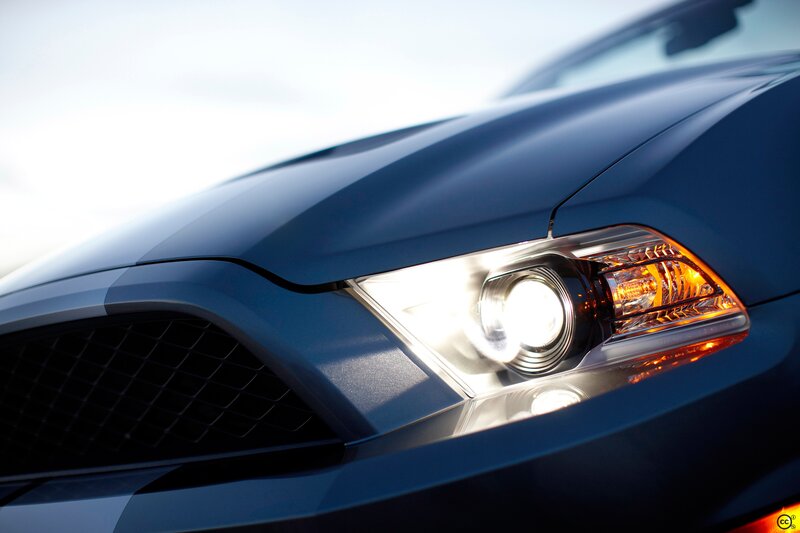 close-up of car headlight