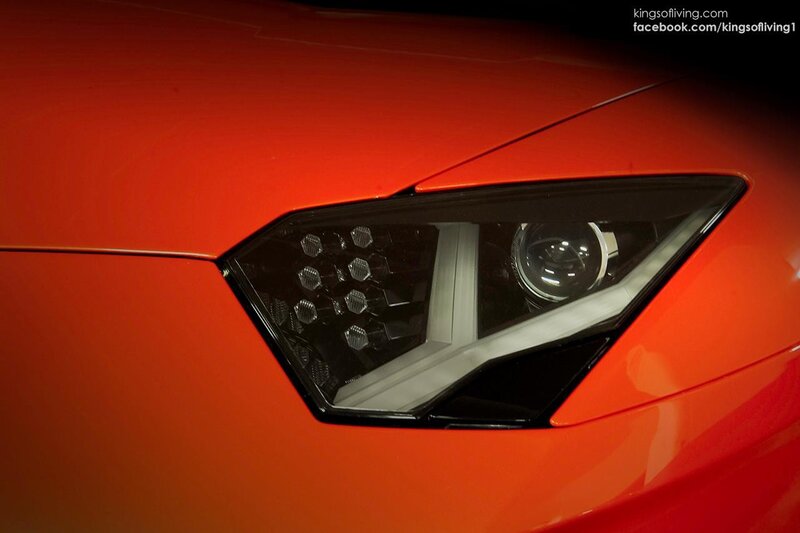 close-up of car headlight