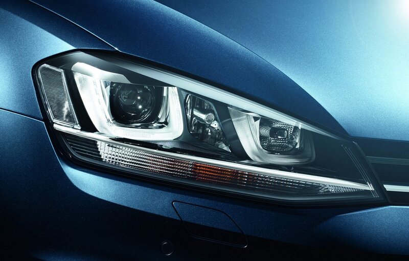 close-up of car headlight