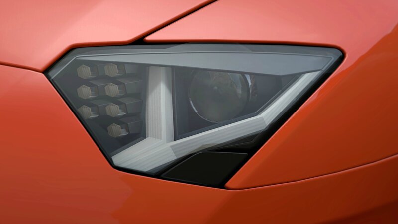 Close-up of Car Headlight — Red