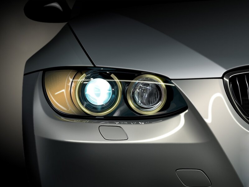 close-up of car headlights