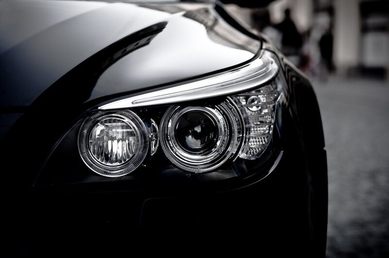 close-up of car headlights