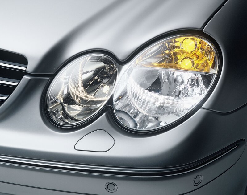 close-up of car headlights