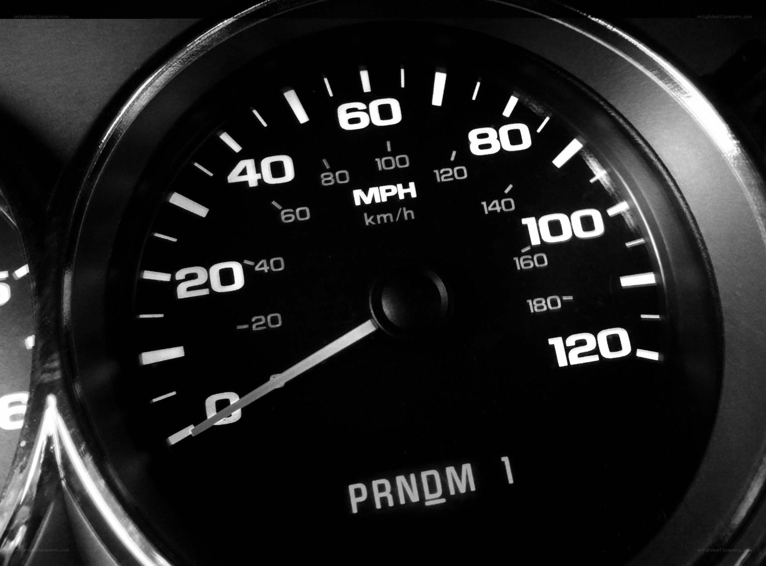 close-up of car speedometer