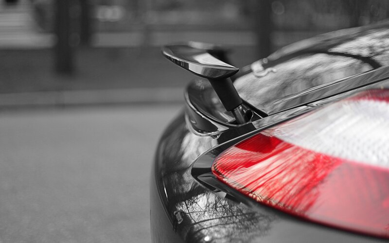close-up of car spoiler