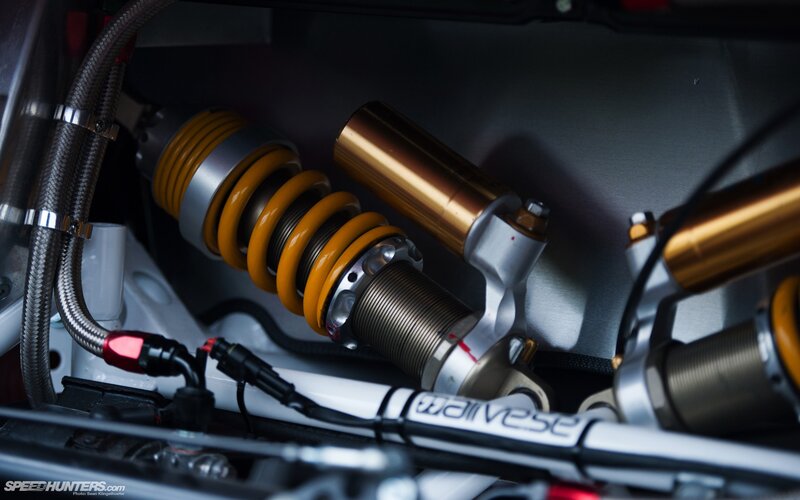 close-up of car suspension