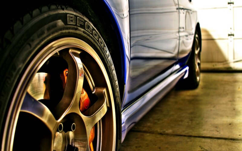 close-up of car wheel