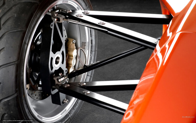 close-up of car wheel and suspension