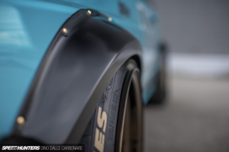 Close-up of Car Wheel — Blue