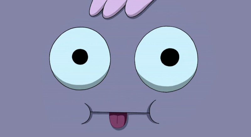 close-up of cartoon character