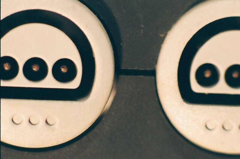 Close-up of cassette tape reels