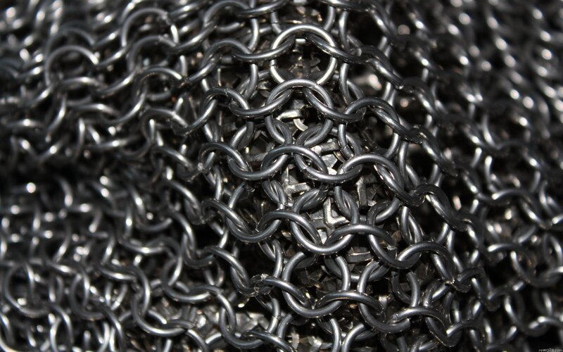 close-up of chainmail armor