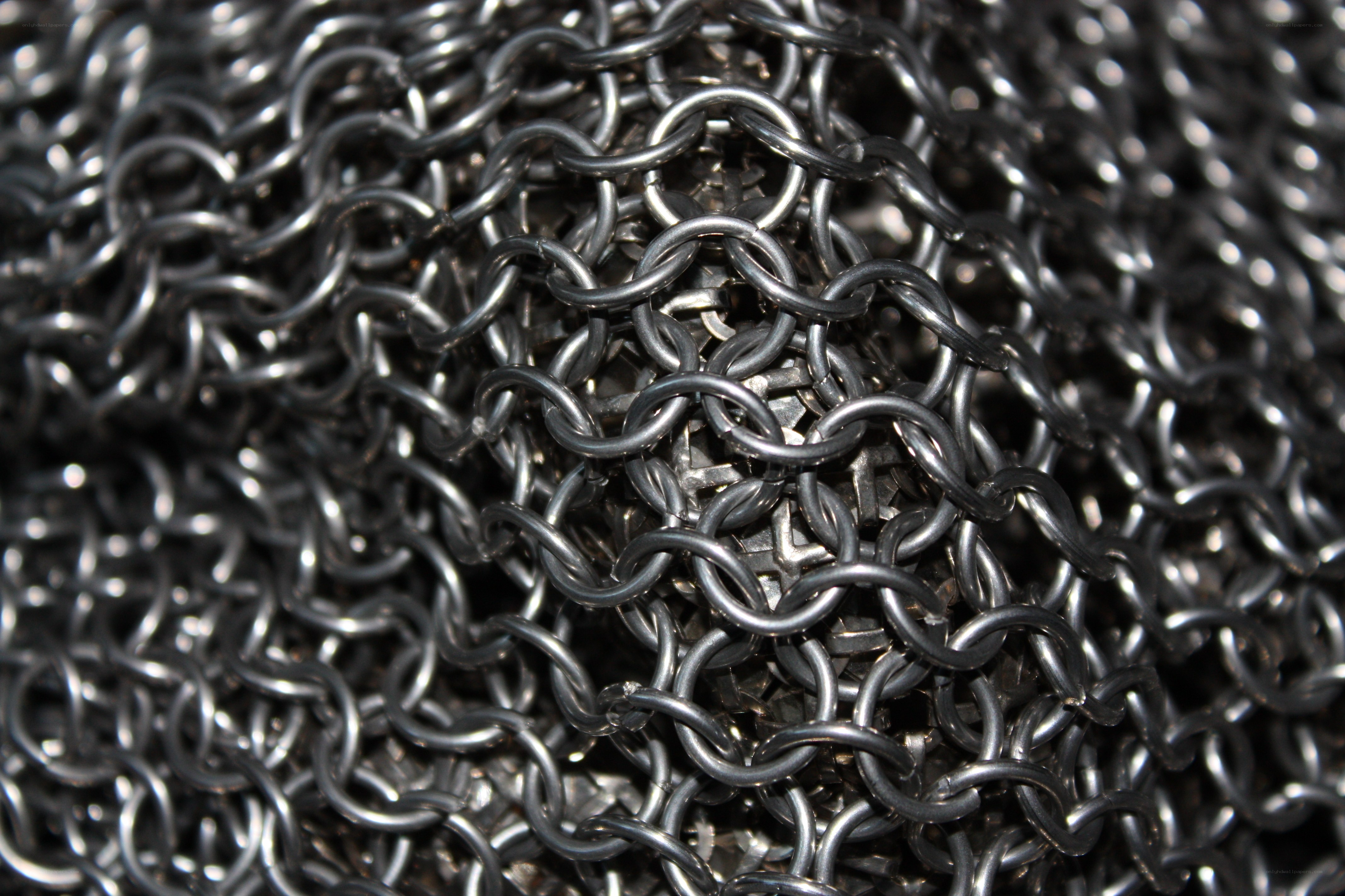 close-up of chainmail armor