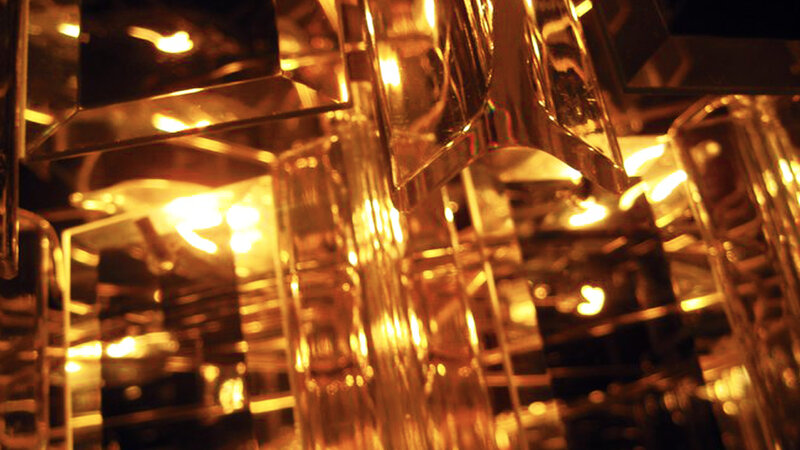 close-up of chandelier crystals