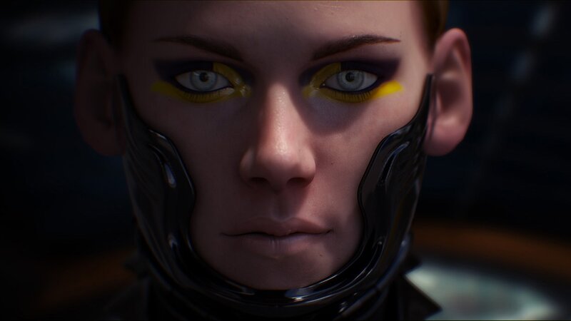 Close-up of Character Face — Black, Serious