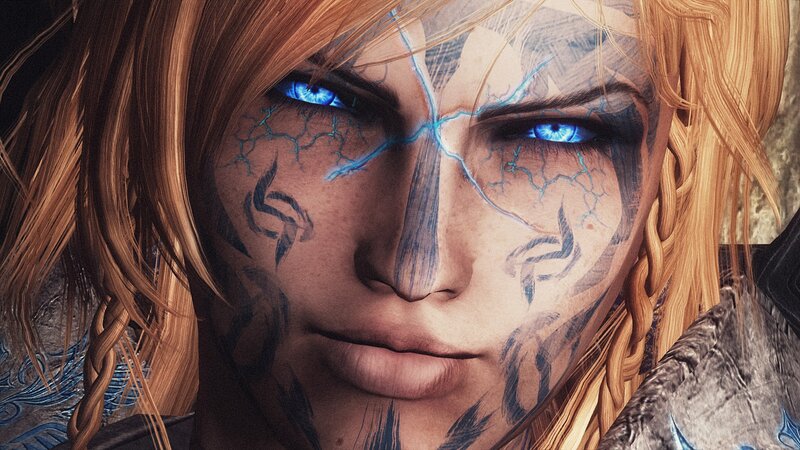 Close-up of Character Face — Brown, Intense