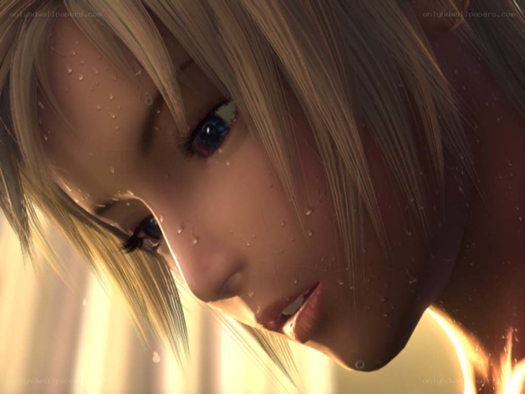 close-up of character in rain