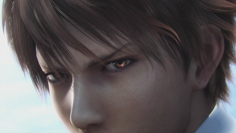 close-up of character's face