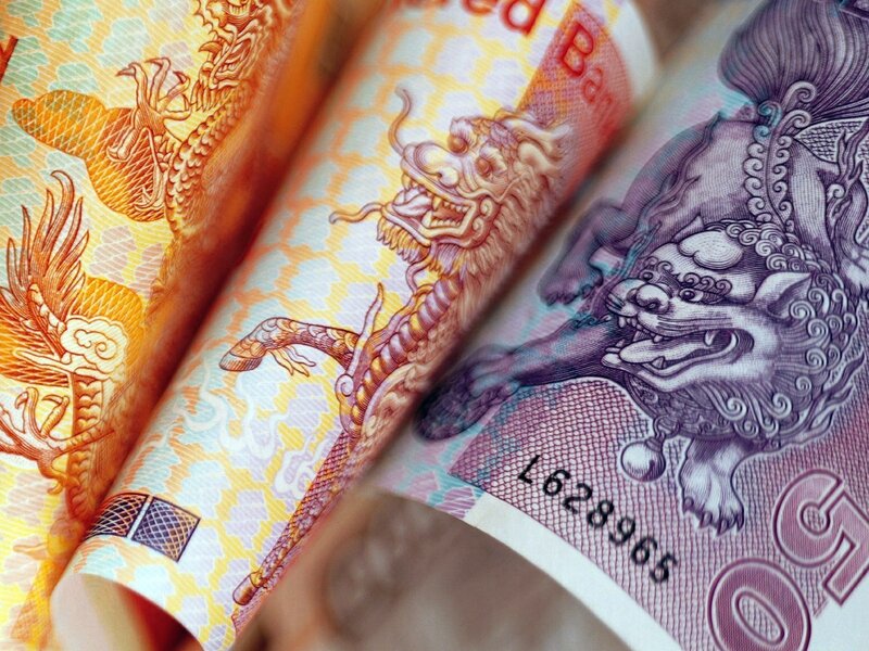 Close-up of Chinese banknotes