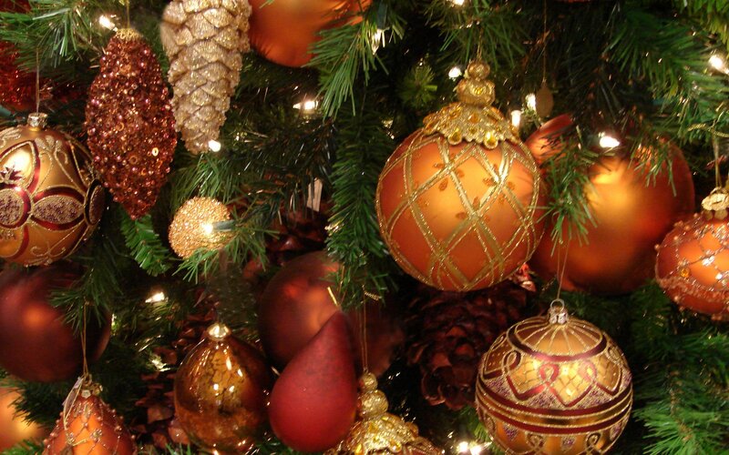 Close-up of Christmas ornaments